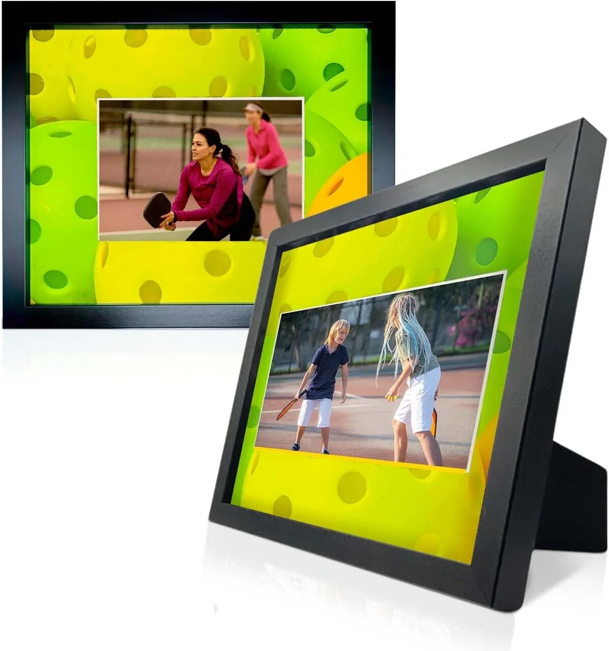 Pickleball Picture Frame – 5x7 Photo Display with Pickleball-Themed Mat | 12x14.5 Frame for Wall or Tabletop